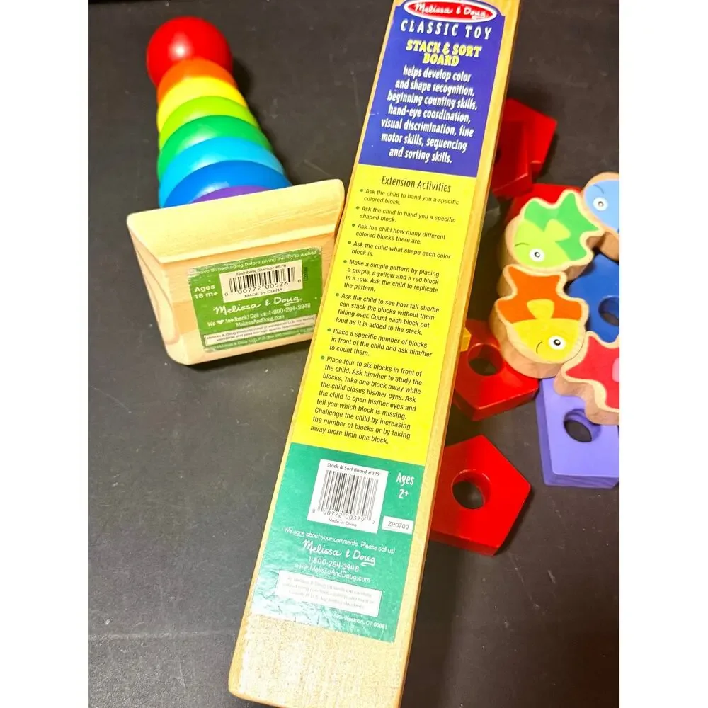 Melissa & Doug wooden Stacking ring tower Puzzle friendly fish stack & sort